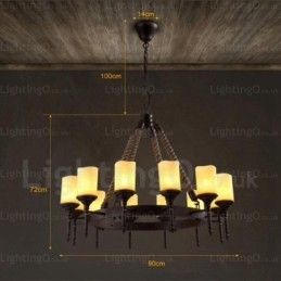 12 Light Country Rustic Vintage Retro riippuvalaisin lasivarjostimella