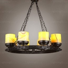8 Light Country Rustic Vintage Retro riippuvalaisin lasivarjostimella
