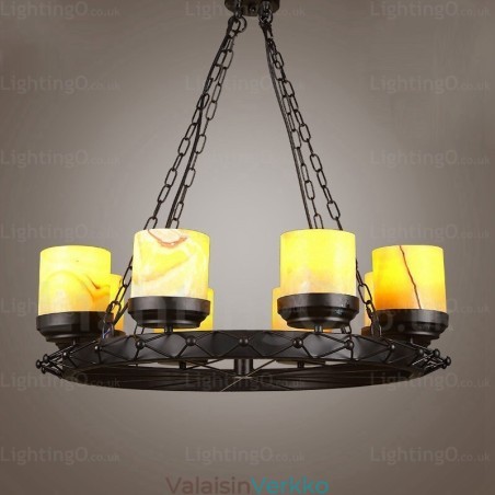 8 Light Country Rustic Vintage Retro riippuvalaisin lasivarjostimella 8 Light Country Rustic Vintage Retro riippuvalaisin lasivarjostimella