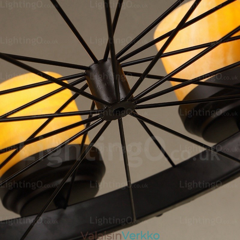8 Light Country Rustic Vintage Retro riippuvalaisin lasivarjostimella