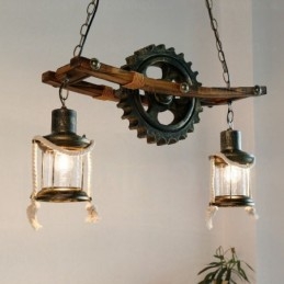 2 Light Country Rustic Vintage Retro riippuvalaisin lasivarjostimella