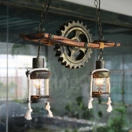 2 Light Country Rustic Vintage Retro riippuvalaisin lasivarjostimella