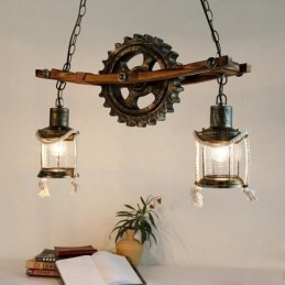 2 Light Country Rustic Vintage Retro riippuvalaisin lasivarjostimella