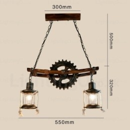 2 Light Country Rustic Vintage Retro riippuvalaisin lasivarjostimella