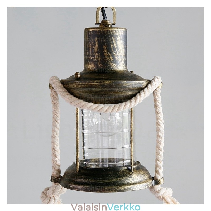 2 Light Country Rustic Vintage Retro riippuvalaisin lasivarjostimella