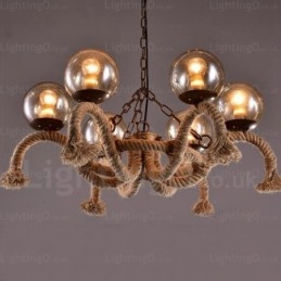 6 Light Vintage Retro riippuvalaisin lasivarjostimella