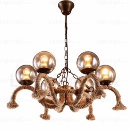 6 Light Vintage Retro riippuvalaisin lasivarjostimella