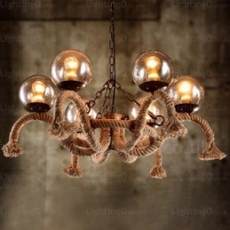 6 Light Vintage Retro riippuvalaisin lasivarjostimella
