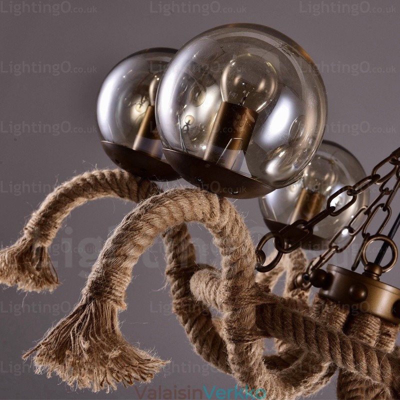 6 Light Vintage Retro riippuvalaisin lasivarjostimella