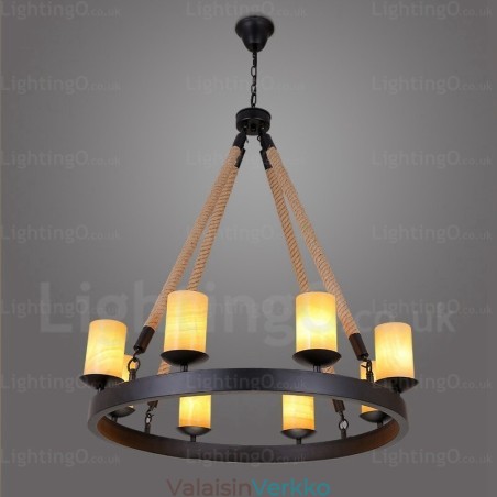8 Light Vintage Retro riippuvalaisin marmorivarjostimella 8 Light Vintage Retro riippuvalaisin marmorivarjostimella