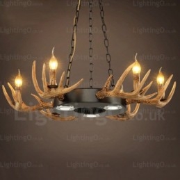 9 Light Vintage Retro maalaismainen Antler kattokruunu riippuvalaisin