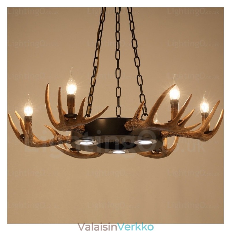 9 Light Vintage Retro maalaismainen Antler kattokruunu riippuvalaisin