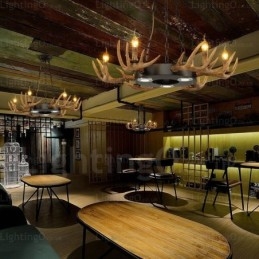 9 Light Vintage Retro maalaismainen Antler kattokruunu riippuvalaisin