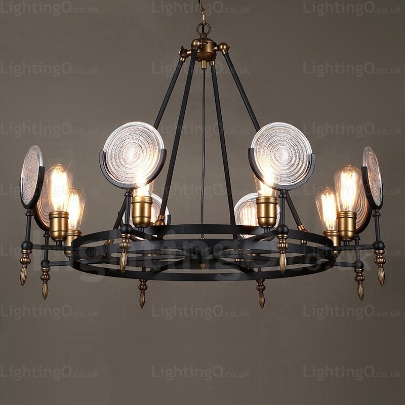 6 Light Vintage Retro riippuvalaisin lasivarjostimella
