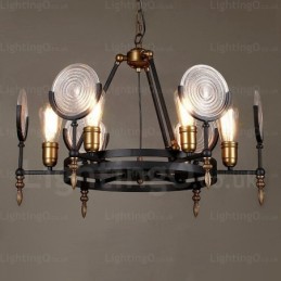 6 Light Vintage Retro riippuvalaisin lasivarjostimella