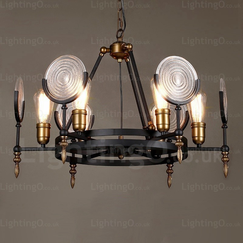 6 Light Vintage Retro riippuvalaisin lasivarjostimella