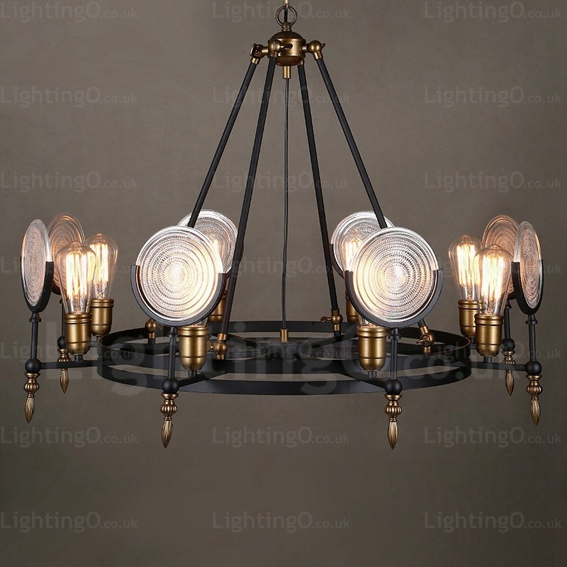 6 Light Vintage Retro riippuvalaisin lasivarjostimella