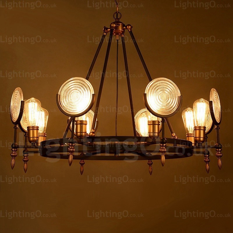 6 Light Vintage Retro riippuvalaisin lasivarjostimella