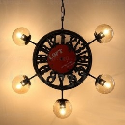 5 Light Vintage Retro riippuvalaisin lasivarjostimella