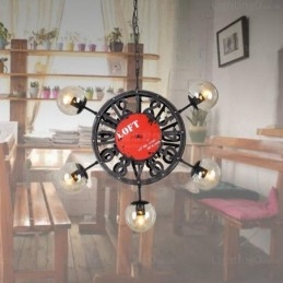 5 Light Vintage Retro riippuvalaisin lasivarjostimella
