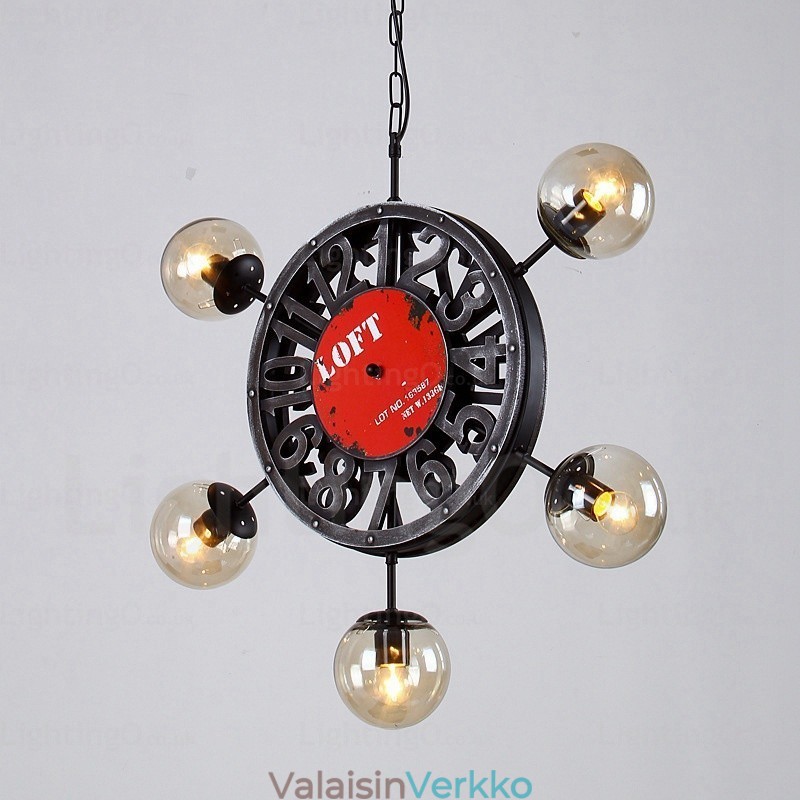 5 Light Vintage Retro riippuvalaisin lasivarjostimella