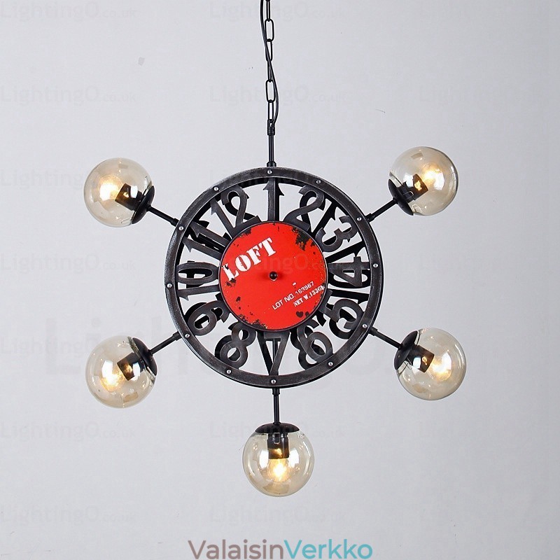 5 Light Vintage Retro riippuvalaisin lasivarjostimella