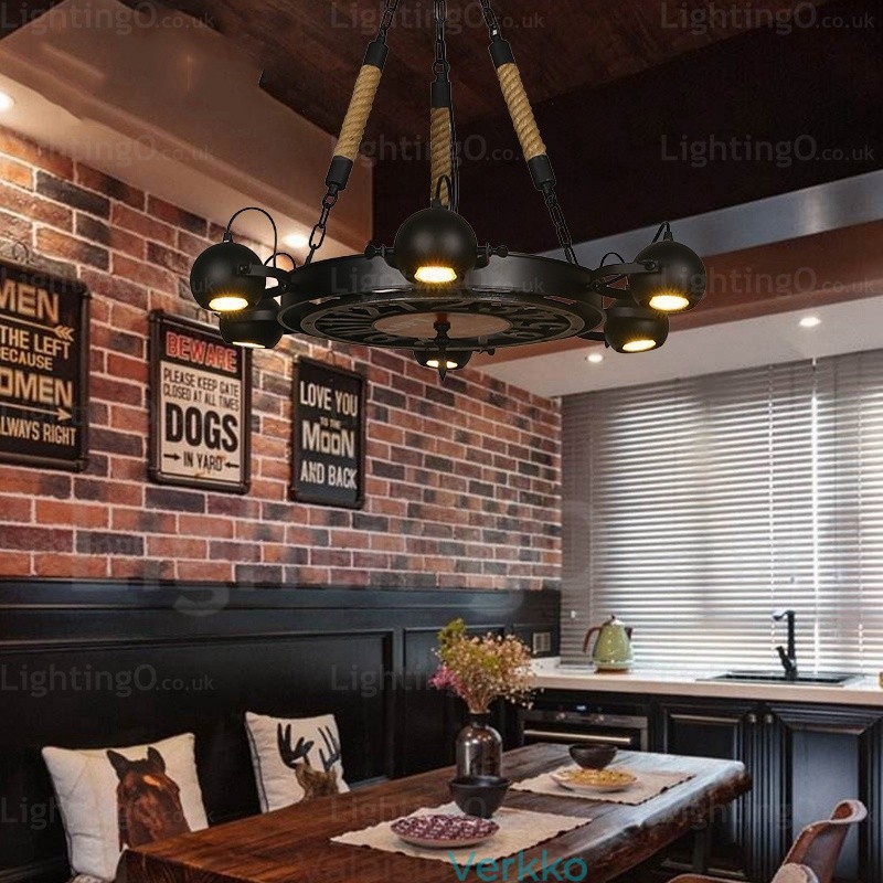 6 Light Vintage Retro -riippuvalaisin ruostumattomasta teräksestä