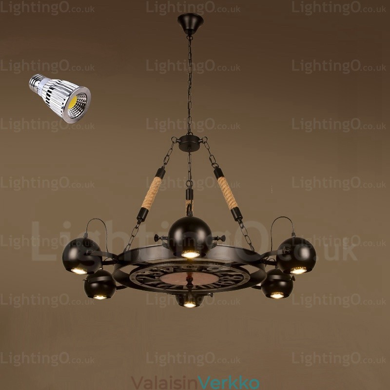 6 Light Vintage Retro -riippuvalaisin ruostumattomasta teräksestä
