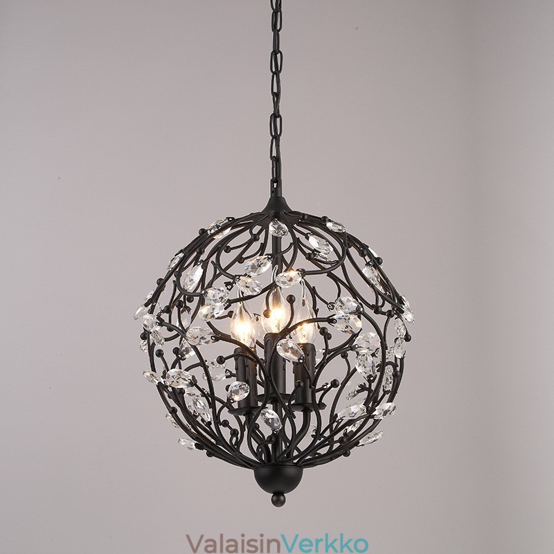 3 Light Vintage Retro Globe -kristalliriippuvalaisin