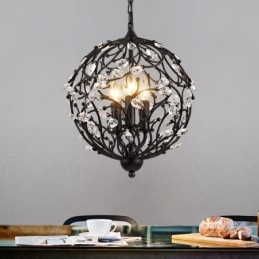 3 Light Vintage Retro Globe -kristalliriippuvalaisin