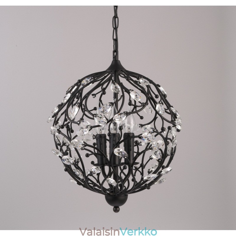 3 Light Vintage Retro Globe -kristalliriippuvalaisin
