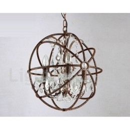 4 valon halkaisija 40 cm Vintage kristallipallomaalaus metallikattokruunu ruosteinen värillinen riippuvalo