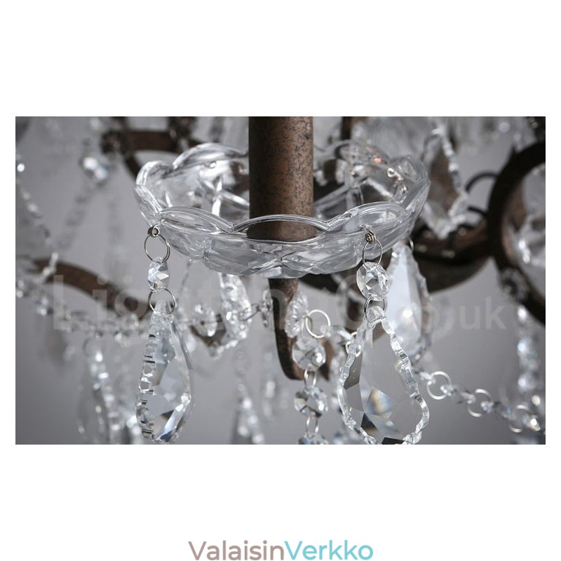 6 valon halkaisija 60cm Vintage kristallimaalaus metallikattokruunu ruosteinen rautavärinen riippuvalo