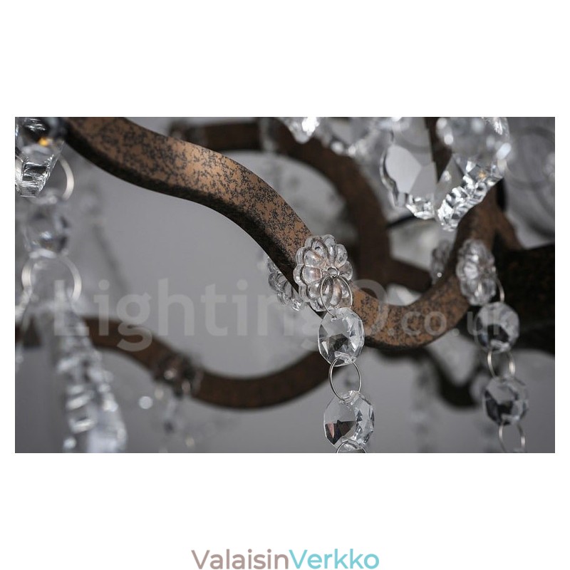 6 valon halkaisija 60cm Vintage kristallimaalaus metallikattokruunu ruosteinen rautavärinen riippuvalo
