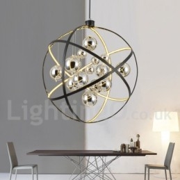 Halkaisija 50cm 80cm Vintage Globe kattokruunu Ruosteinen värillinen riippuvalaisin