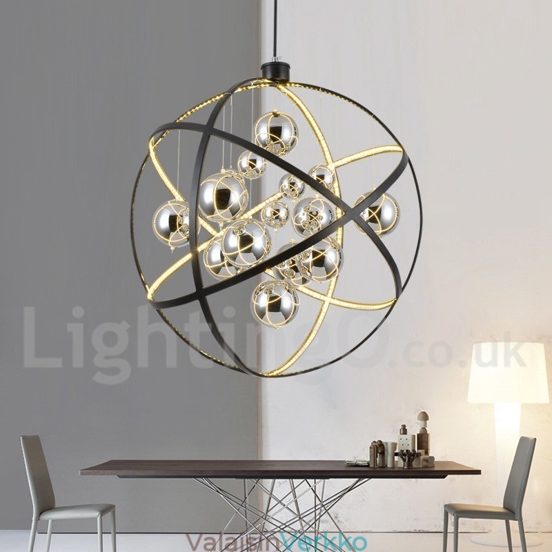 Halkaisija 50cm 80cm Vintage Globe kattokruunu Ruosteinen värillinen riippuvalaisin