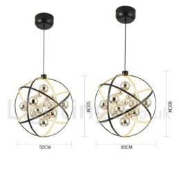 Halkaisija 50cm 80cm Vintage Globe kattokruunu Ruosteinen värillinen riippuvalaisin