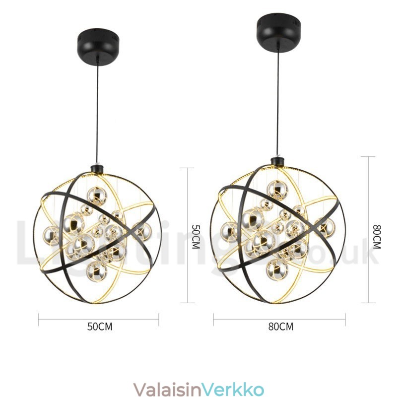 Halkaisija 50cm 80cm Vintage Globe kattokruunu Ruosteinen värillinen riippuvalaisin