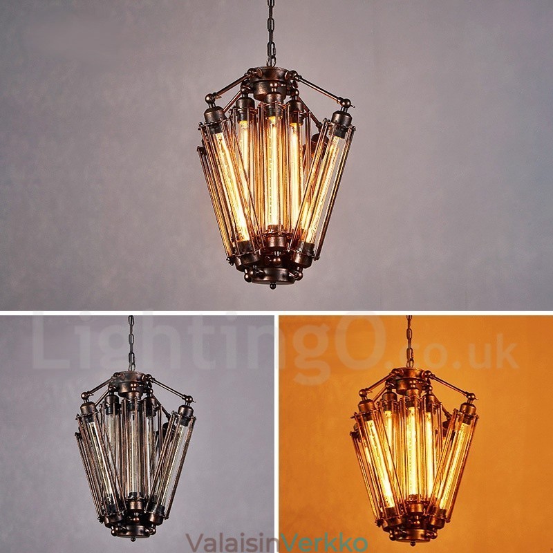 Teollisuustyylinen teräsvalaisinmyymälän kattokruunuvalaisin