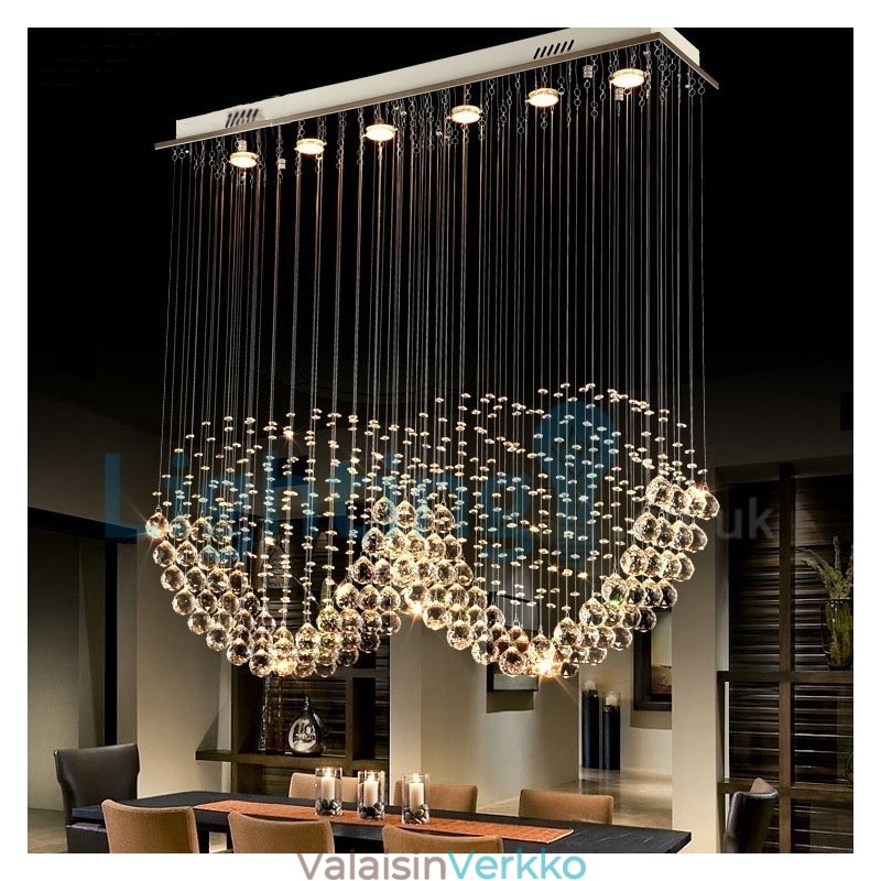 Moderni nykyaikainen kattokruunu uppoasennettava riippuvalaisin Crystal Rain Drop Light