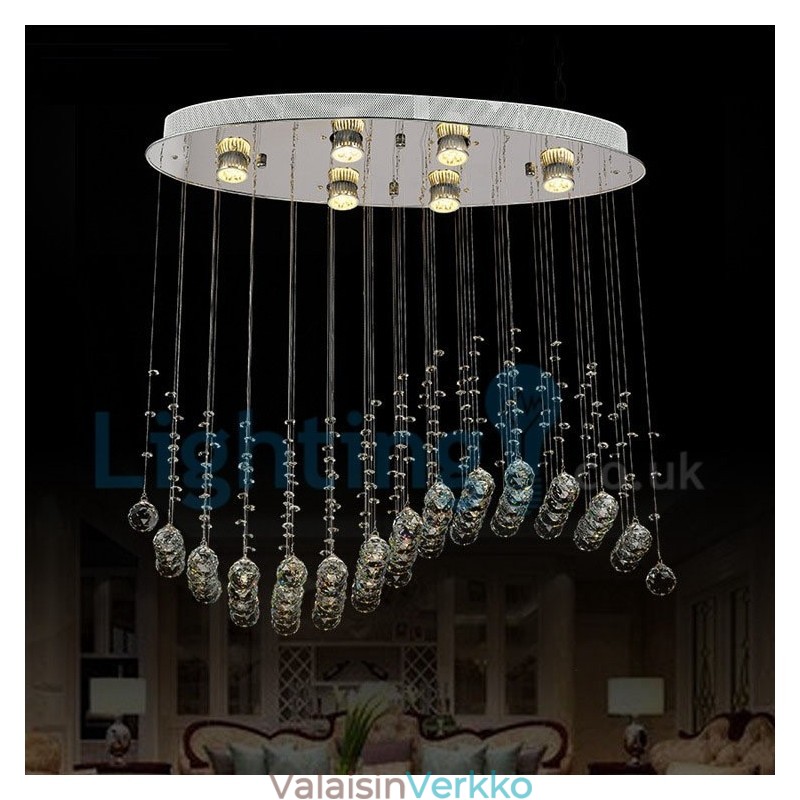 Moderni nykyaikainen kattokruunu uppoasennettava riippuvalaisin Crystal Rain Drop Light