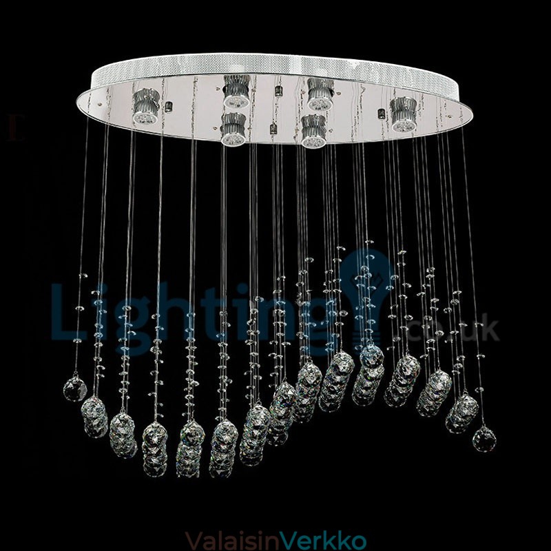 Moderni nykyaikainen kattokruunu uppoasennettava riippuvalaisin Crystal Rain Drop Light