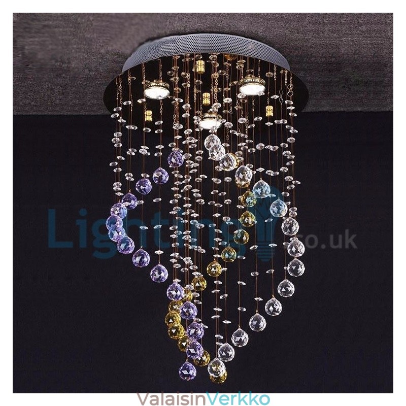 Moderni nykyaikainen kattokruunu uppoasennettava riippuvalaisin Crystal Rain Drop Light