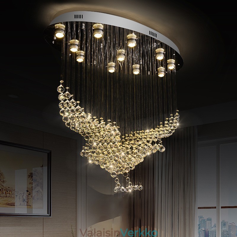 Moderni nykyaikainen kattokruunu uppoasennettava riippuvalaisin Crystal Rain Drop Light