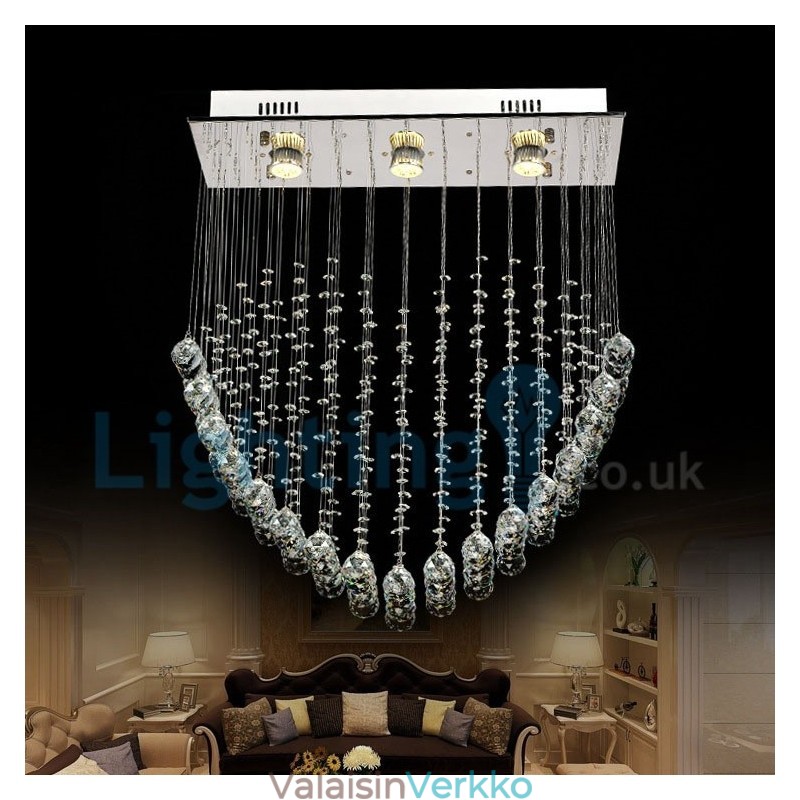 Moderni nykyaikainen kattokruunu uppoasennettava riippuvalaisin Crystal Rain Drop Light