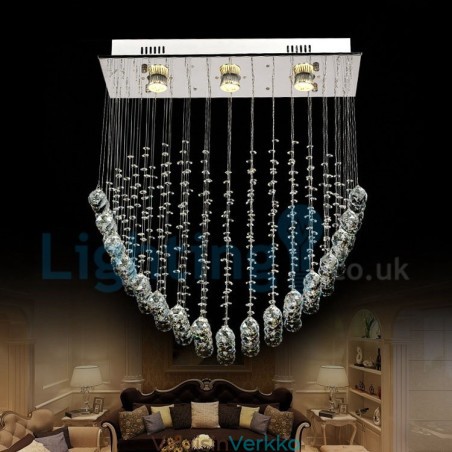 Moderni nykyaikainen kattokruunu uppoasennettava riippuvalaisin Crystal Rain Drop Light Moderni nykyaikainen kattokruunu uppoasennettava riippuvalaisin Crystal Rain Drop Light