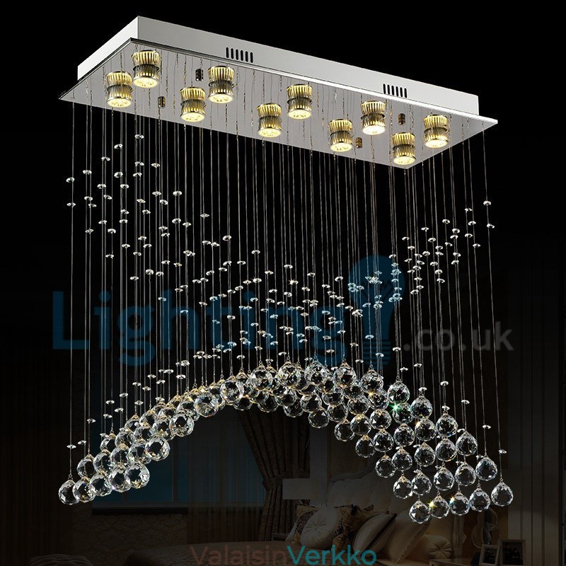 Moderni nykyaikainen kattokruunu uppoasennettava riippuvalaisin Crystal Rain Drop Light