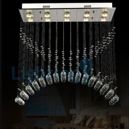 Moderni nykyaikainen kattokruunu uppoasennettava riippuvalaisin Crystal Rain Drop Light
