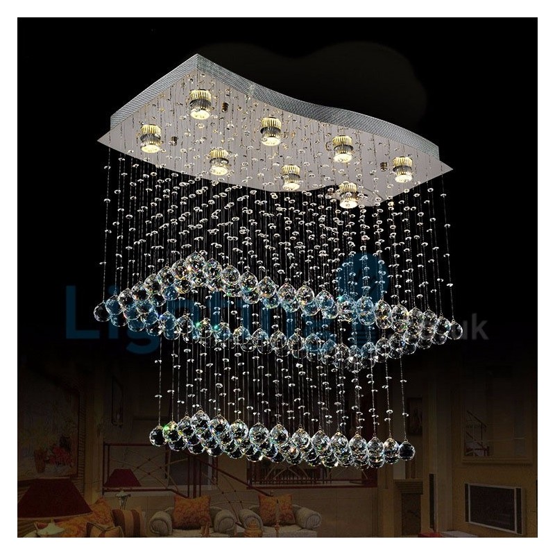 Moderni nykyaikainen kattokruunu uppoasennettava riippuvalaisin Crystal Rain Drop Light