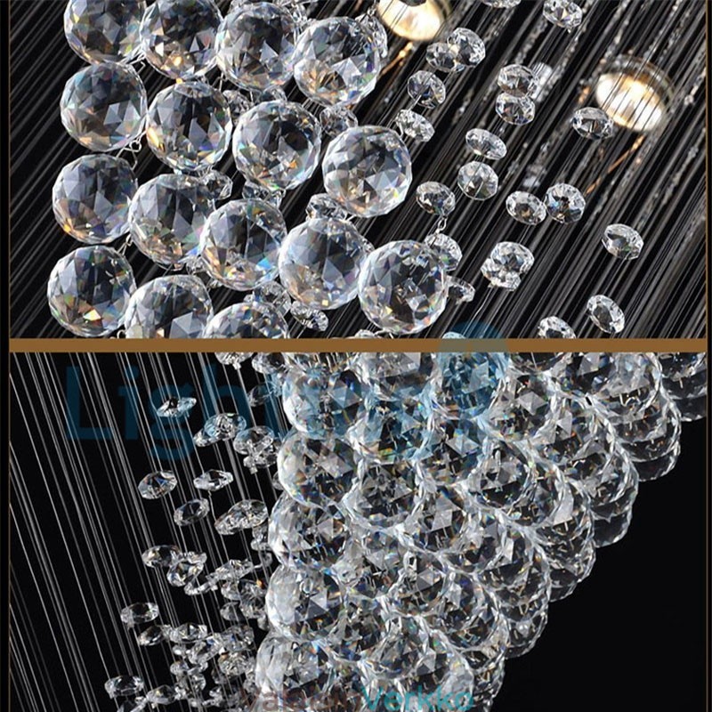 Moderni nykyaikainen kattokruunu uppoasennettava riippuvalaisin Crystal Rain Drop Light